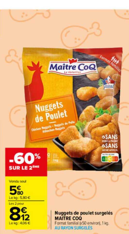nuggets de poulet surgelés maître coq