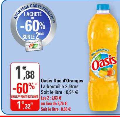oasis duo d'oranges -60% sur le 2ème acheté