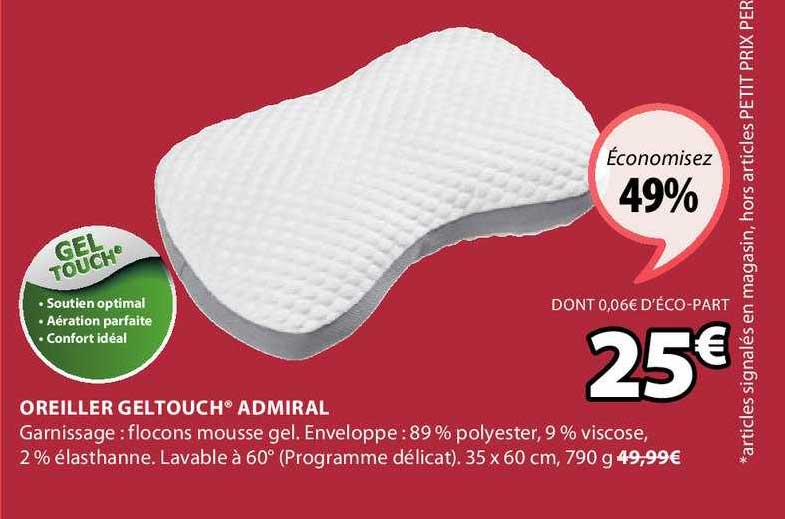 oreiller geltouch admiral