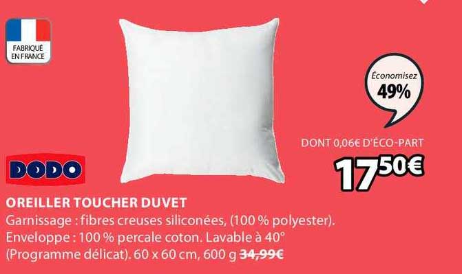 oreiller toucher duvet dodo