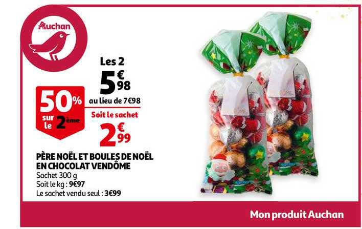 père noël et boules de noël en chocolat vendôme