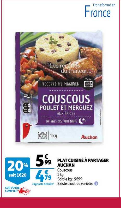 plat cuisiné à partager auchan