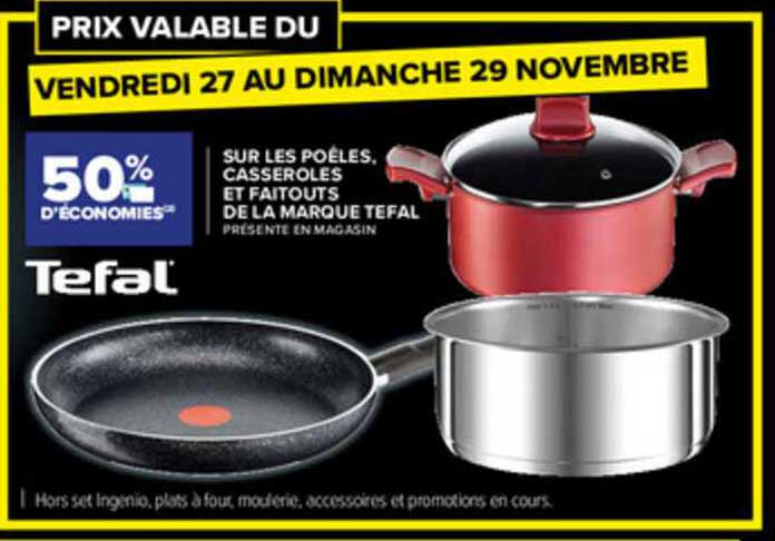 poêles, casseroles et faitouts de la marque tefal