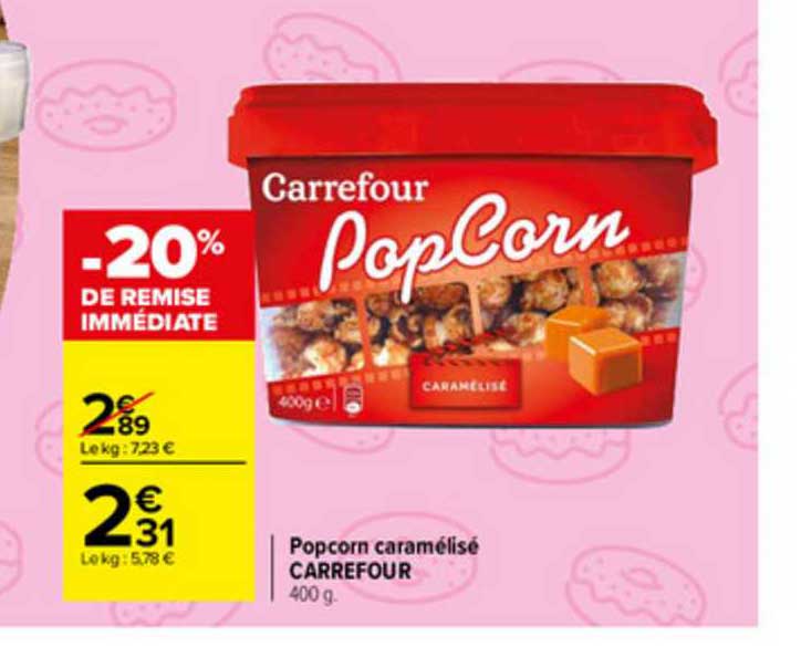 popcorn caramélisé carrefour