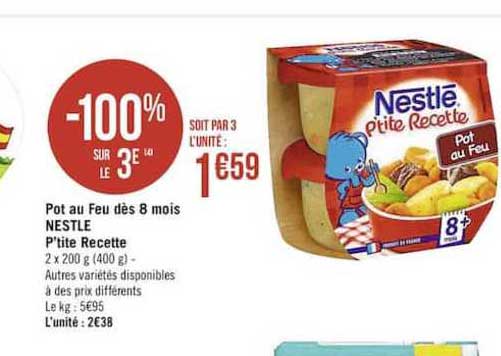 pot au feu dès 8 mois nestle p'tite recette -100% sur le 3e