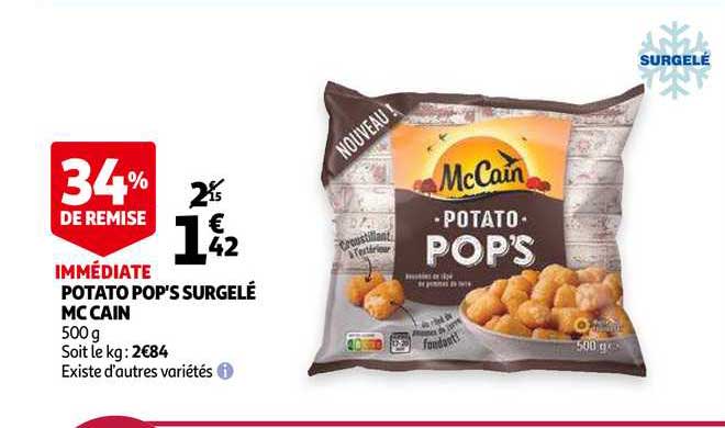 potato pop's surgelé mc cain