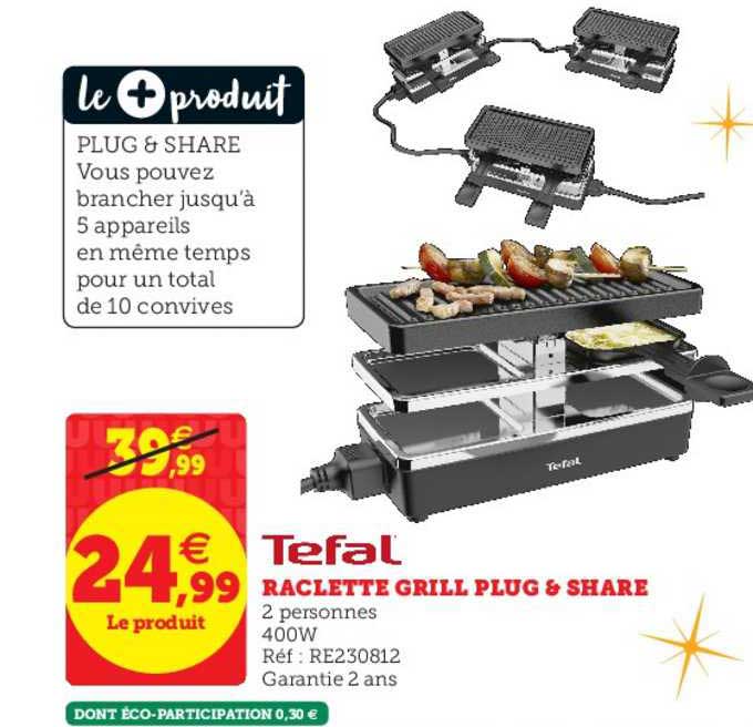 raclette grill plug & share tefal