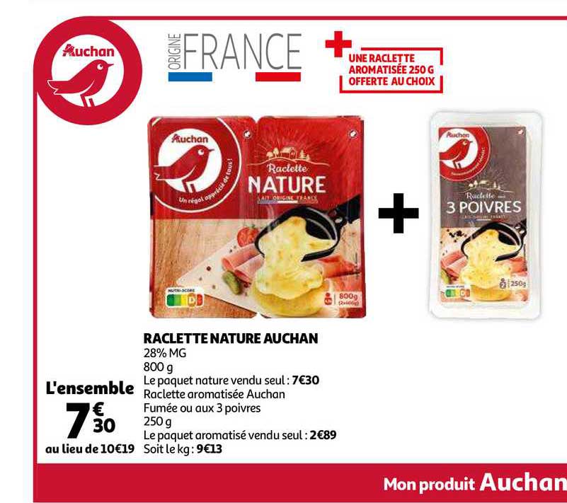 Raclette Nature Auchan