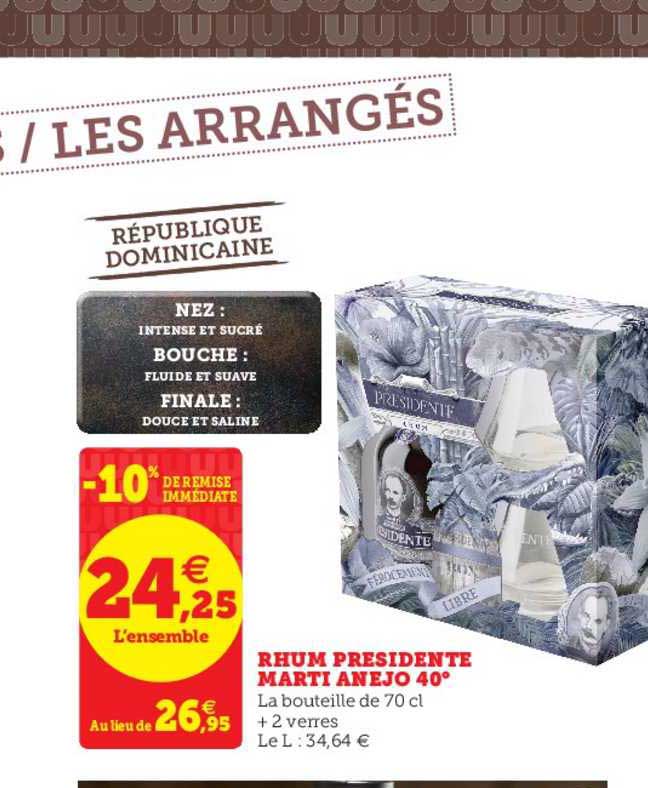 rhum présidente marti anejo 40°