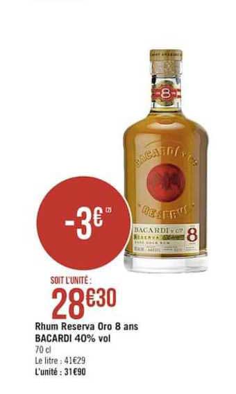 Rhum Reserva Oro 8 Ans Bacardi 40% Vol