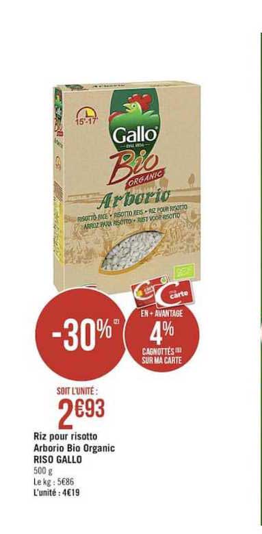 riz pour risotto arborio bio organic riso gallo