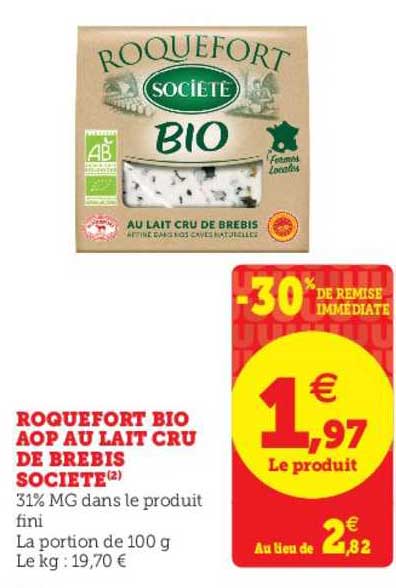 Roqueffort Bio Aop Au Lait Cru De Brebis Société