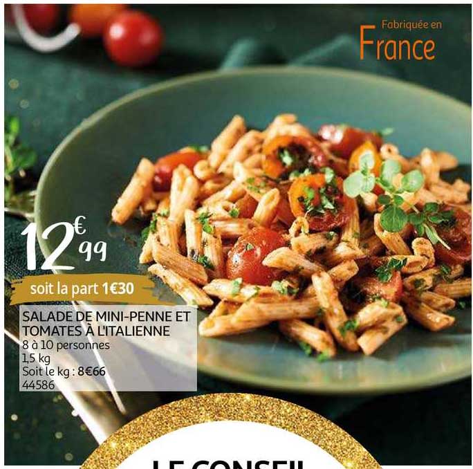 salade de mini penne et tomates à l'italienne