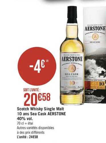 scotch whiscky single malt 10 ans sea cask aerstone 40% vol