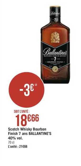 scotch whisky bourbon finish 7 ans ballantine's 40% vol.