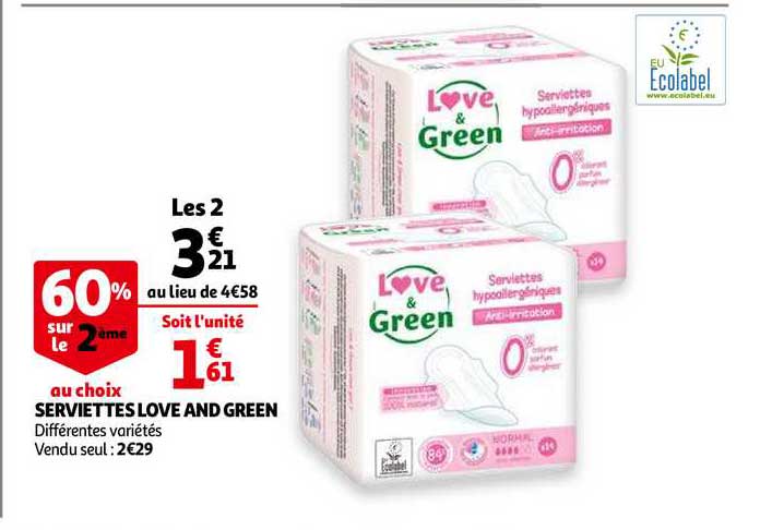 serviettes love and green