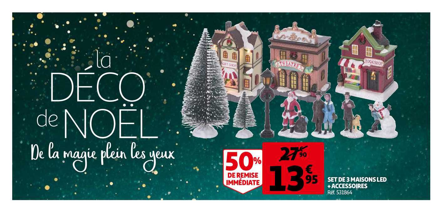 set de 3 maisons led + accessoires