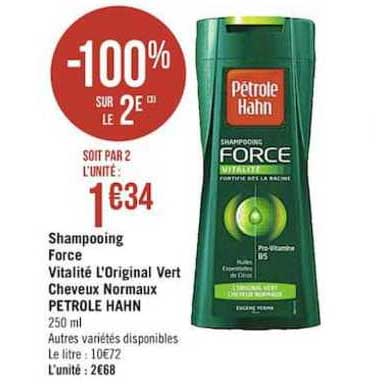 shampooing force vitalité l'original vert cheveux normaux petrole hahn -100% sur le 2e