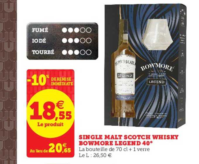 single malt scotch whisky bowmore legend 40°