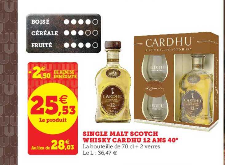 single malt scotch whisky cardhu 12 and 40°