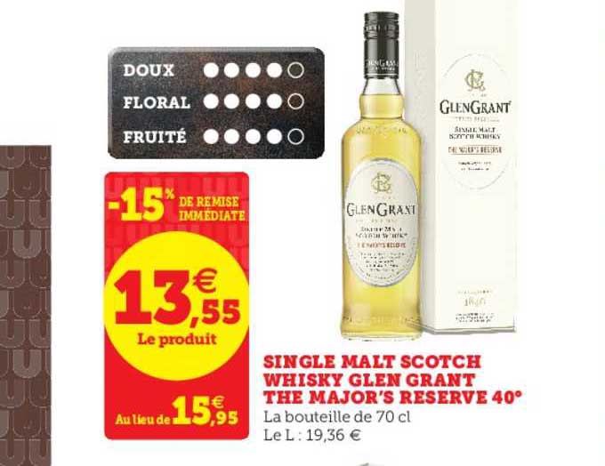 single malt scotch whisky glen grand the major's reserve 40°