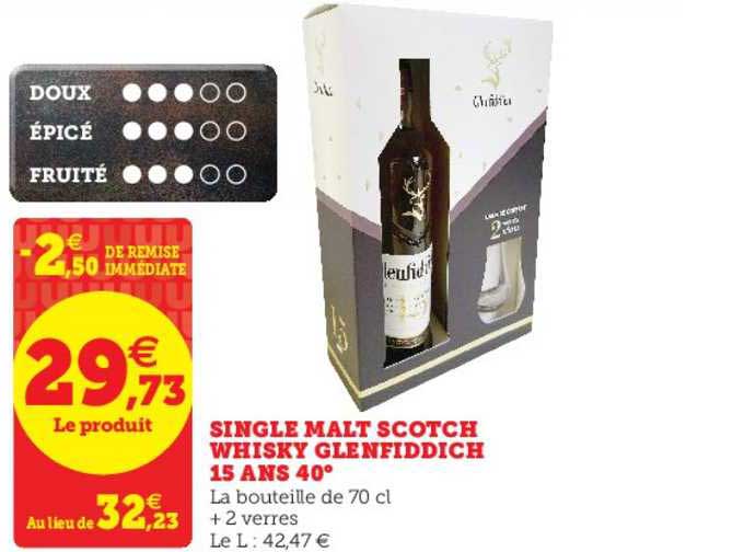 Single Malt Scotch Whisky Glenfiddich 15 Ans 40°