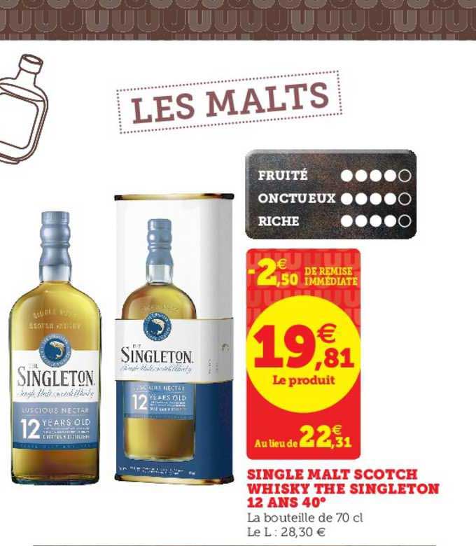 single malt scotch whisky the singleton 12 ans 40°