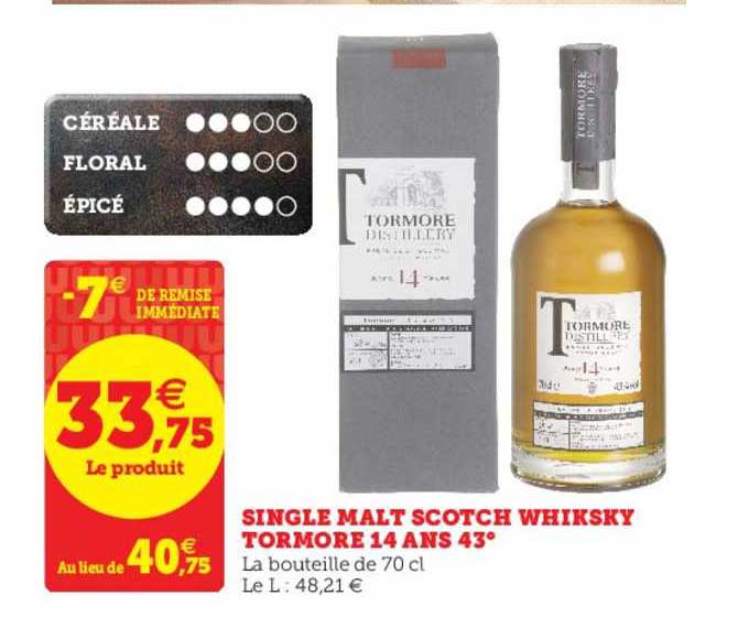 single malt scotch whisky tormore 14 ans 43°
