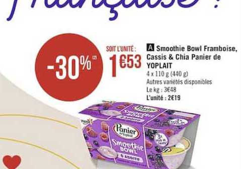 Smoothie Bowl Framboise Cassis & Chia Panier De Yoplait