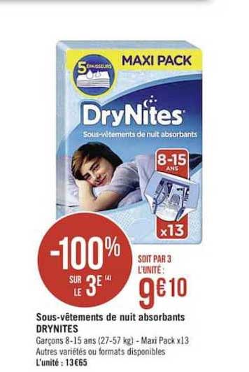 sous vêtements de nuit absorbants drynites -100% sur le 3e