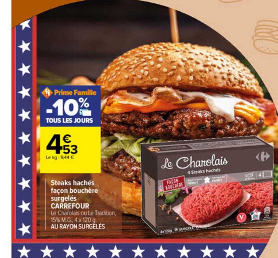 steaks hachés façon bouchère surgelés carrefour