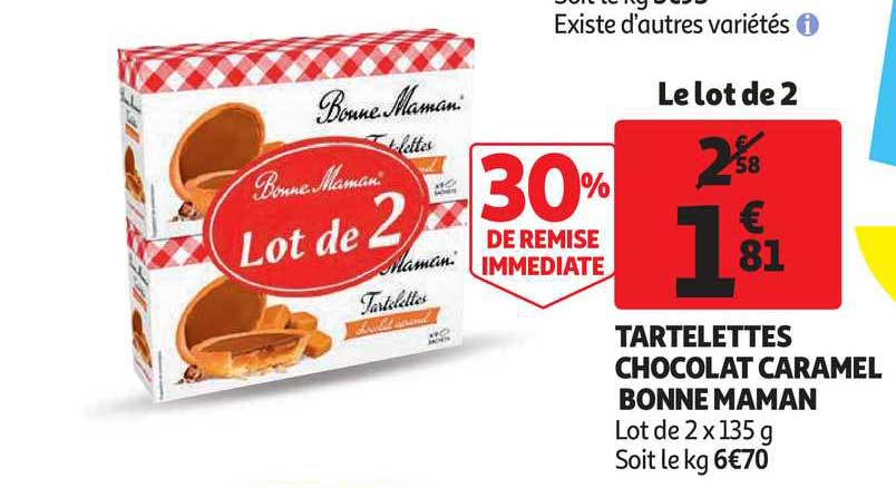 tartelettes chocolat caramel bonne maman 30% de remise immédiate