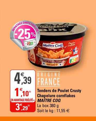 tenders de poulet crusty chapelure cornflakes maître coq