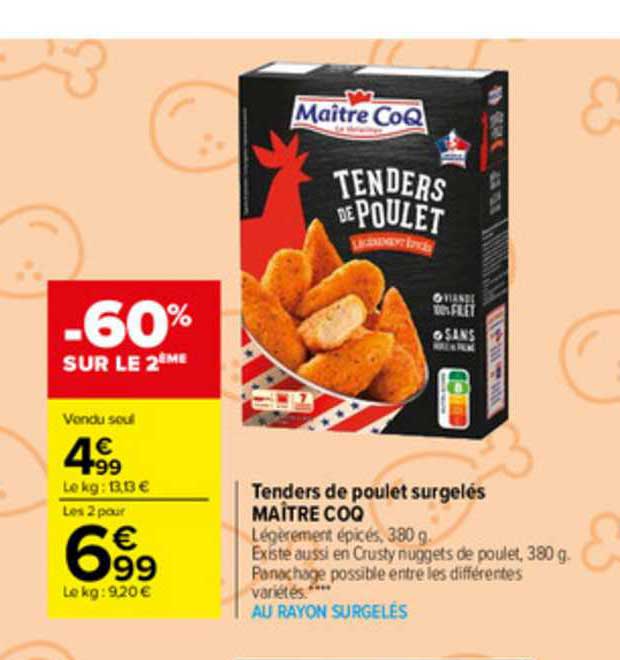 tenders de poulet surgelés maître coq