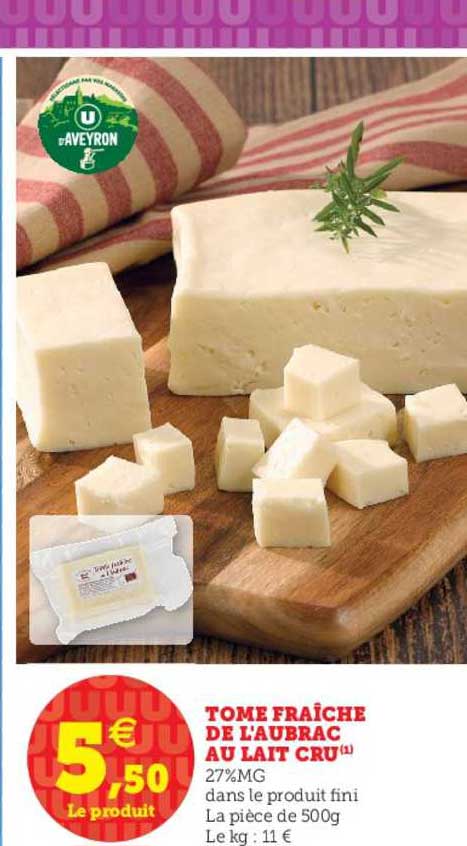 tome fraîche de l'aubrac au lait cru