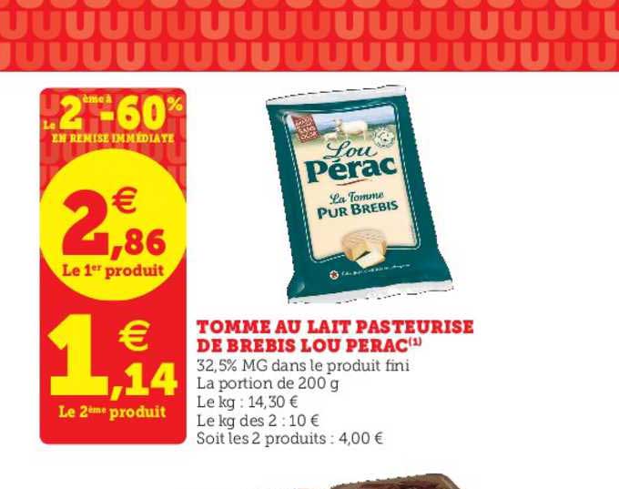 tomme au lait pasteurisé de brebis lou perac