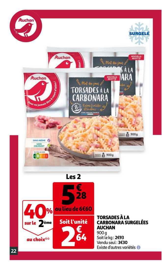 Torsades à La Carbonara Surgelées Auchan