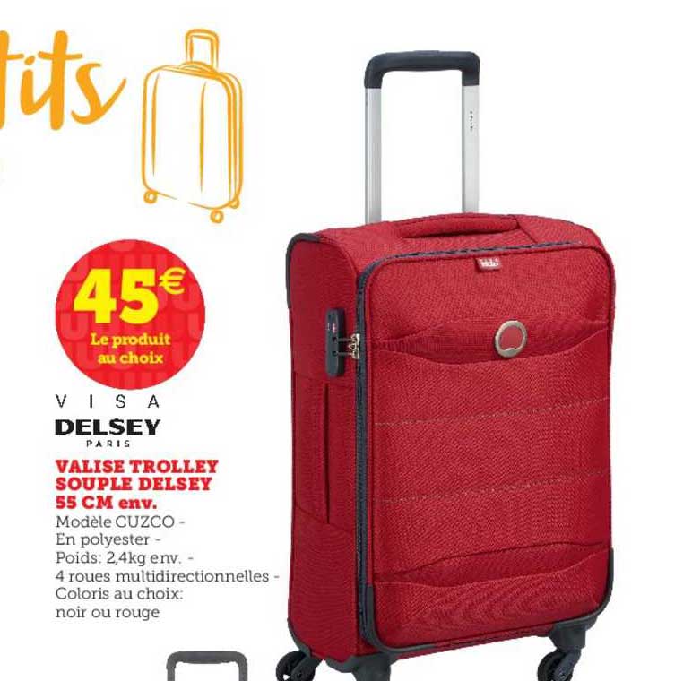 valise trolley souple delsey 55 cm env.