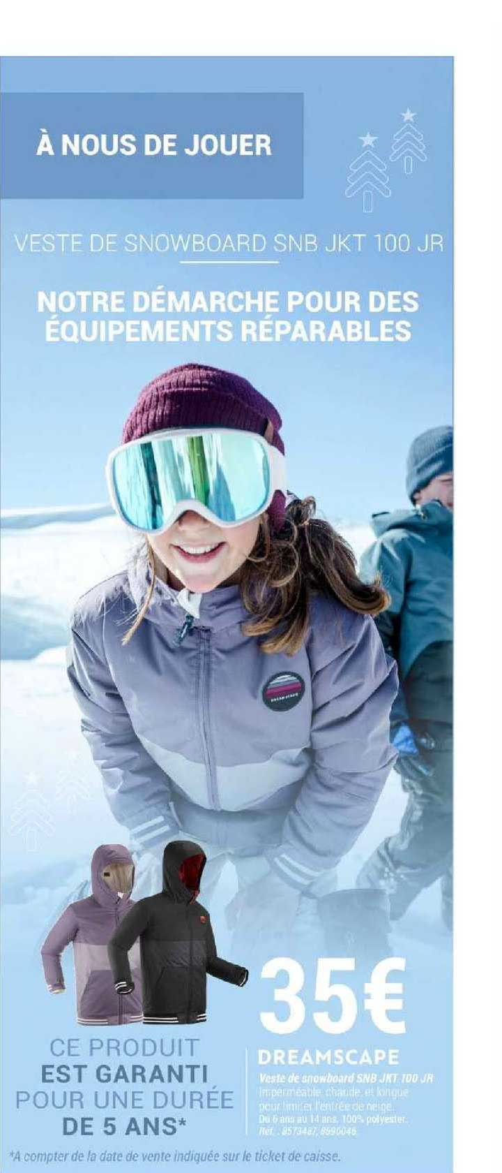 veste de snowboard snb jkt 100 jr dreamscape