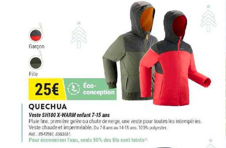 veste sh100 x warm enfant 7 15 ans quechua
