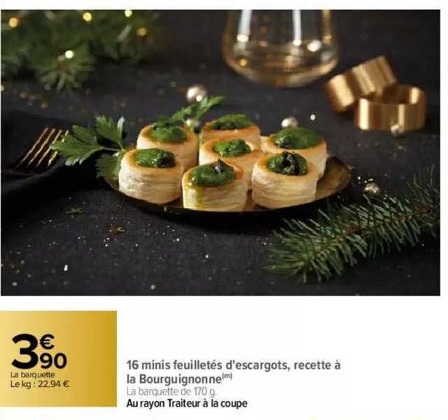 16 mini feuilletés d'escargots, recette à la bourguignonne