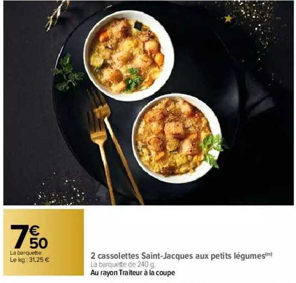 2 cassolettes saint-jacques aux petits légumes