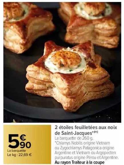 2 étoiles feuilletées aux noix de saint-jacques