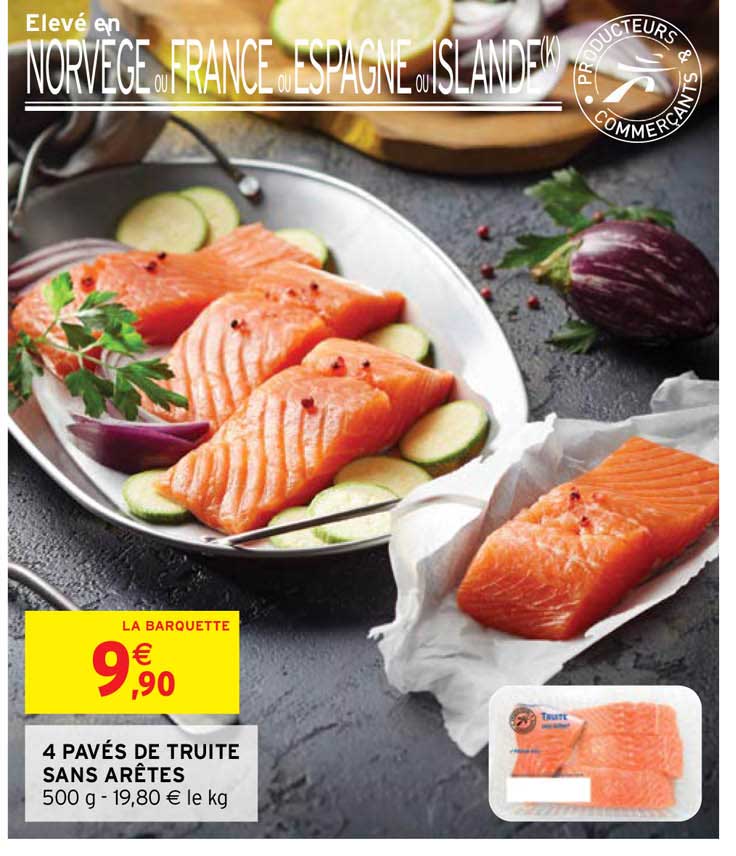 4 pavés de truite sans arêtes