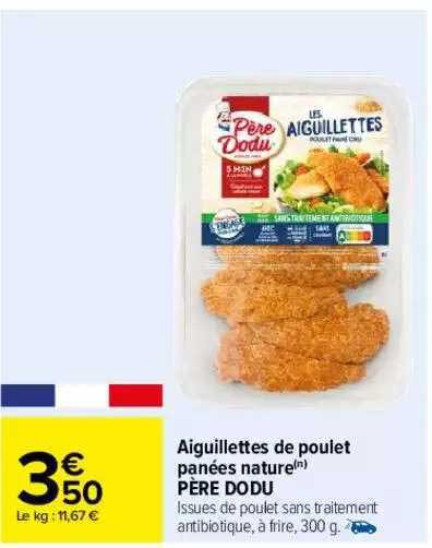 aiguillettes de poulet panées nature père dodu