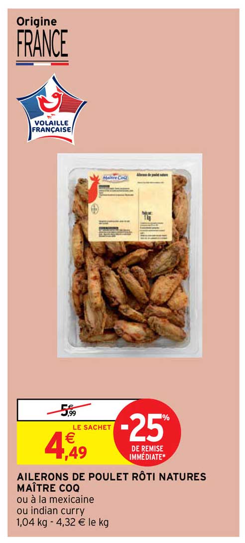 ailerons de poulet rôti natures maître coq