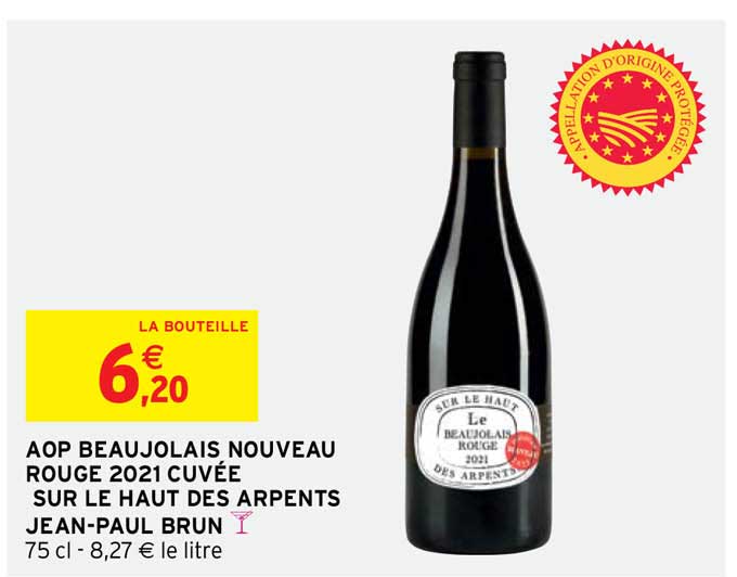 aop beaujolais nouveau rouge 2021 cuvée sur le haut des arpents jean-paul brun