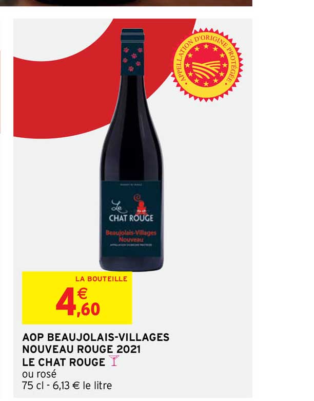 aop beaujolais-villages nouveau rouge 2021 le chat rouge
