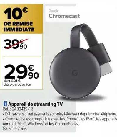 Appareil De Streaming Tv Google Chromecast