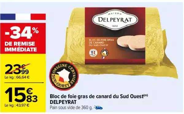 bloc de foie gras de canard du sud ouest delpeyrat